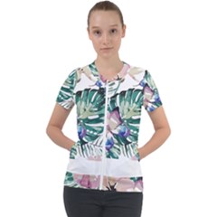 Hawaii T- Shirt Hawaii Flora T- Shirt Short Sleeve Zip Up Jacket by maxcute