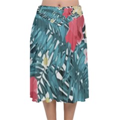 Hawaii T- Shirt Hawaii Floral Fashion T- Shirt Velvet Flared Midi Skirt by maxcute
