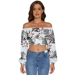 Hawaii T- Shirt Hawaii White Flowers T- Shirt Long Sleeve Crinkled Weave Crop Top by maxcute