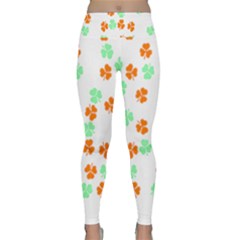 Irish T- Shirt Shamrock Pattern In Green White Orange T- Shirt Lightweight Velour Classic Yoga Leggings by maxcute