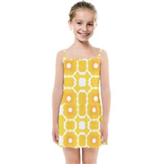 Yellow Seamless Pattern Kids  Summer Sun Dress by Ravend