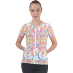 Mandala T- Shirt Tailed Mandala T- Shirt Short Sleeve Zip Up Jacket by maxcute