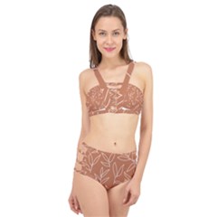 Pattern T- Shirtfloral Leaves Grid Pattern 1 T- Shirt Cage Up Bikini Set by maxcute