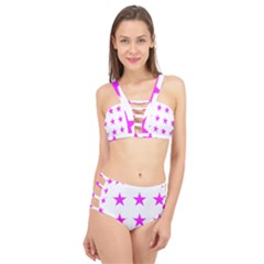 Stars T- Shirt Star Pattern - Pink T- Shirt Cage Up Bikini Set by maxcute