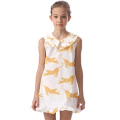 Tigers T- Shirt Golden Tigers T- Shirt Kids  Pilgrim Collar Ruffle Hem Dress by maxcute