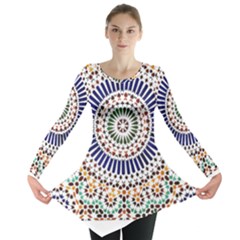 Tiles T- Shirttile Pattern, Moroccan Zellige Tilework T- Shirt Long Sleeve Tunic  by maxcute
