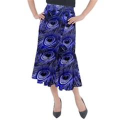 Purple Peacock Feather Midi Mermaid Skirt by Jancukart