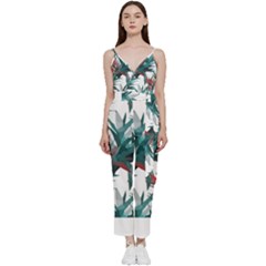 Tropical T- Shirt Tropical Modern Watercraft T- Shirt V-neck Spaghetti Strap Tie Front Jumpsuit by maxcute