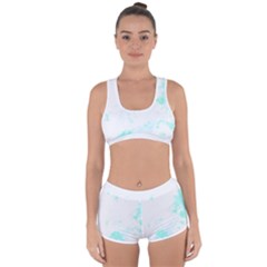 Turquoise T- Shirt Blue And Turquoise Marble Splash Abstract Artwork T- Shirt Racerback Boyleg Bikini Set by maxcute