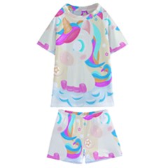 Unicorn Lover T- Shirt Cartoon Little Unicorn  T- Shirt Kids  Swim Tee And Shorts Set by maxcute