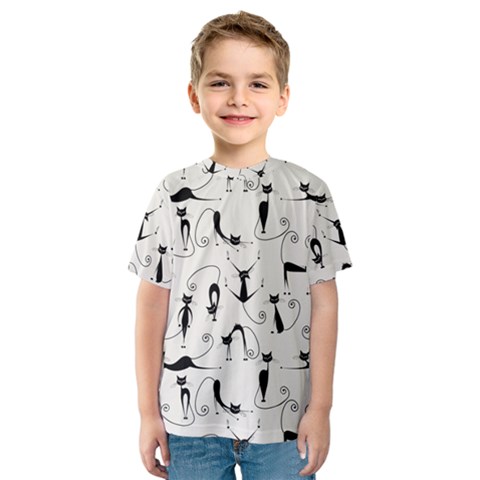 Pattern Cats Black Feline Kitten Kids  Sport Mesh Tee by Ravend