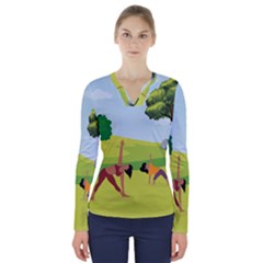 Mother And Daughter Y V-neck Long Sleeve Top by SymmekaDesign