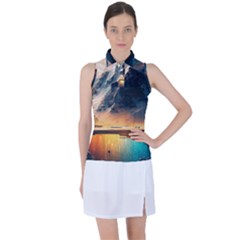 Abstract Color Colorful Mountain Ocean Sea Women s Sleeveless Polo Tee by Pakemis