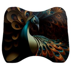 Peacock Bird Feathers Colorful Texture Abstract Velour Head Support Cushion by Pakemis