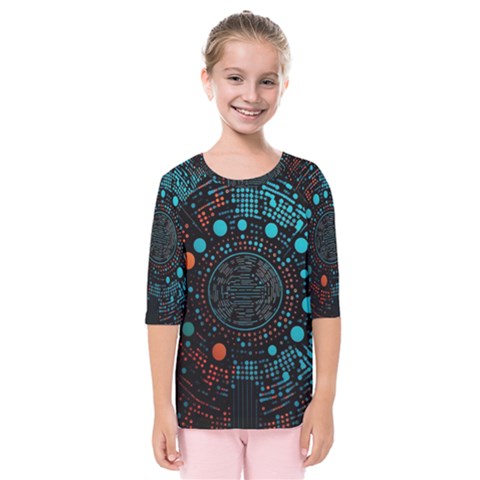 Big Data Abstract Abstract Background Kids  Quarter Sleeve Raglan Tee by Pakemis