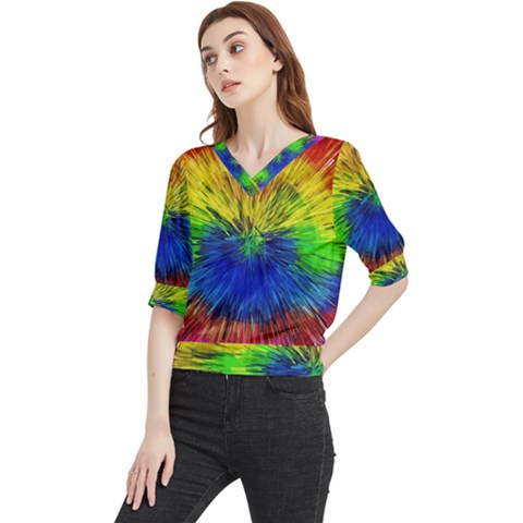 Colour Background Structure Lines Explosion Pop Quarter Sleeve Blouse by Pakemis