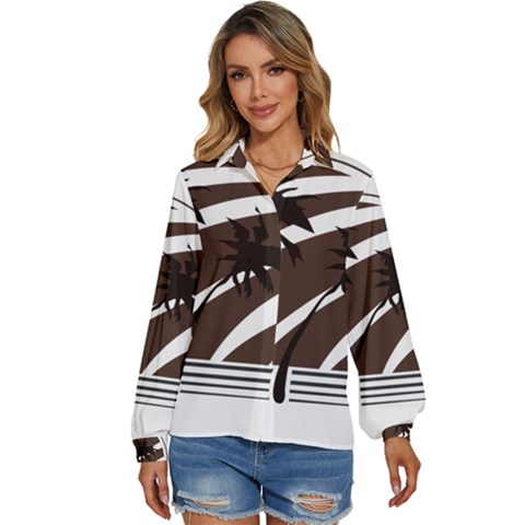 Palm Tree Design-01 (1) Women s Long Sleeve Button Down Shirt by thenyshirt