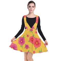 Background Flowers Floral Pattern Plunge Pinafore Dress by Ravend