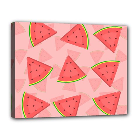 Background Watermelon Pattern Fruit Food Sweet Canvas 14  X 11  (stretched) by Jancukart