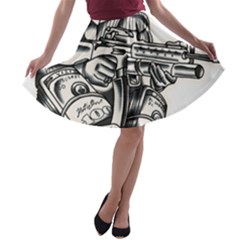 Scarface Movie Traditional Tattoo A-line Skater Skirt by tradlinestyle