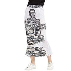 Scarface Movie Traditional Tattoo Maxi Fishtail Chiffon Skirt by tradlinestyle