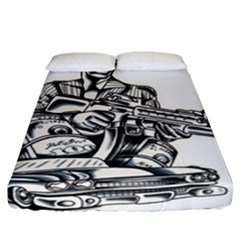 Scarface Movie Traditional Tattoo Fitted Sheet (california King Size) by tradlinestyle