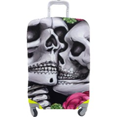 Black Skulls Red Roses Luggage Cover (large) by GardenOfOphir