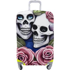 Skulls And Flowers Luggage Cover (large) by GardenOfOphir