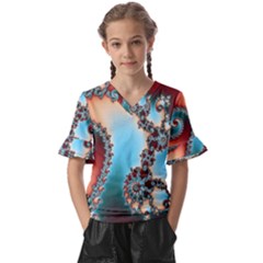 Fractal Spiral Art Math Abstract Kids  V-neck Horn Sleeve Blouse by Ravend