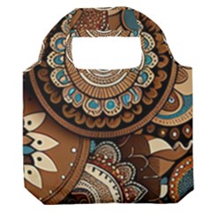 Bohemian Flair In Blue And Earthtones Premium Foldable Grocery Recycle Bag by HWDesign