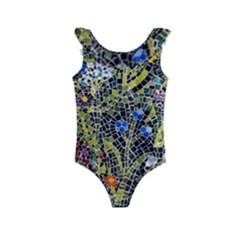 Mosaic Background Pattern Texture Kids  Frill Swimsuit by Ravend