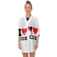 I Love God Half Sleeve Chiffon Kimono by ilovewhateva
