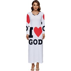 I Love God Long Sleeve Velour Longline Maxi Dress by ilovewhateva