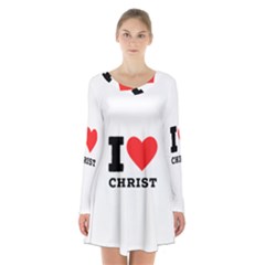 I Love Christ Long Sleeve Velvet V-neck Dress by ilovewhateva