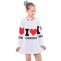 I Love Christ Kids  Long Sleeve Dress by ilovewhateva