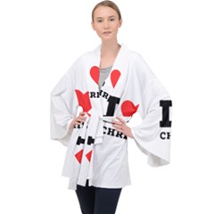 I Love Christ Long Sleeve Velvet Kimono  by ilovewhateva