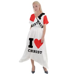 I Love Christ Cross Front Sharkbite Hem Maxi Dress by ilovewhateva