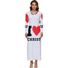 I Love Christ Long Sleeve Velour Longline Maxi Dress by ilovewhateva