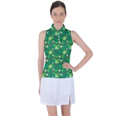 Leaf Clover Star Glitter Seamless Women s Sleeveless Polo Tee by Pakemis