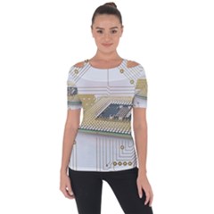 Technics Design Element Set Pattern Graphic Symbol Shoulder Cut Out Short Sleeve Top by danenraven