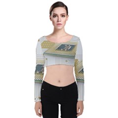 Technics Design Element Set Pattern Graphic Symbol Velvet Long Sleeve Crop Top by danenraven