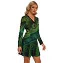 Abstract Pattern Design Art Fabric Decoration Long Sleeve Deep V Mini Dress  View3