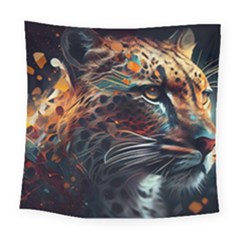 Leopard Feline Artwork Art Fantasy Square Tapestry (large) by Ravend