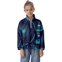 Sci Fi Computer Screen Kids  Half Zip Hoodie by Uceng