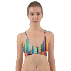 Colorful Rainbow Striped Pattern Wrap Around Bikini Top by Uceng