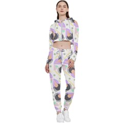 Pattern Pastel Drawing Art Cropped Zip Up Lounge Set by Uceng