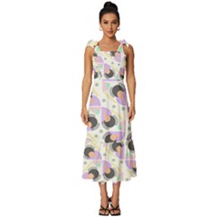 Pattern Pastel Drawing Art Tie-strap Tiered Midi Chiffon Dress by Uceng