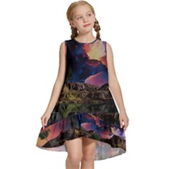 Lake Galaxy Stars Science Fiction Kids  Frill Swing Dress by Uceng