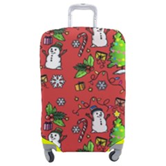 Santa Snowman Gift Holiday Luggage Cover (medium) by Uceng