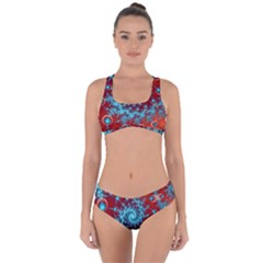 Fractal Pattern Background Criss Cross Bikini Set by Uceng